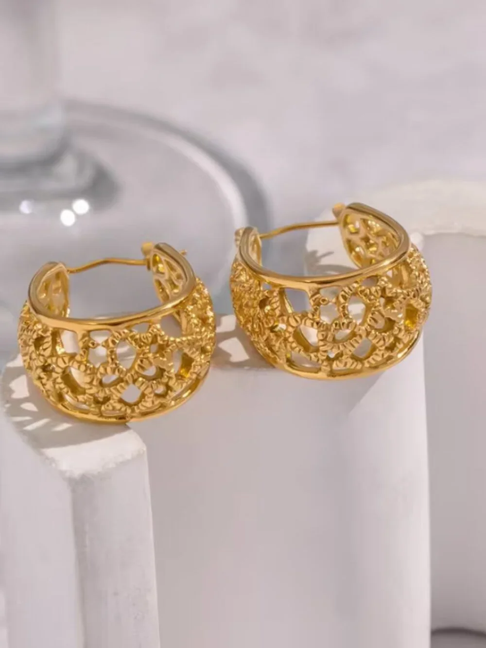 14K Gold Womens Small Etched Hoop Earrings Ladies New 14 K Silver Hoops Jewelry